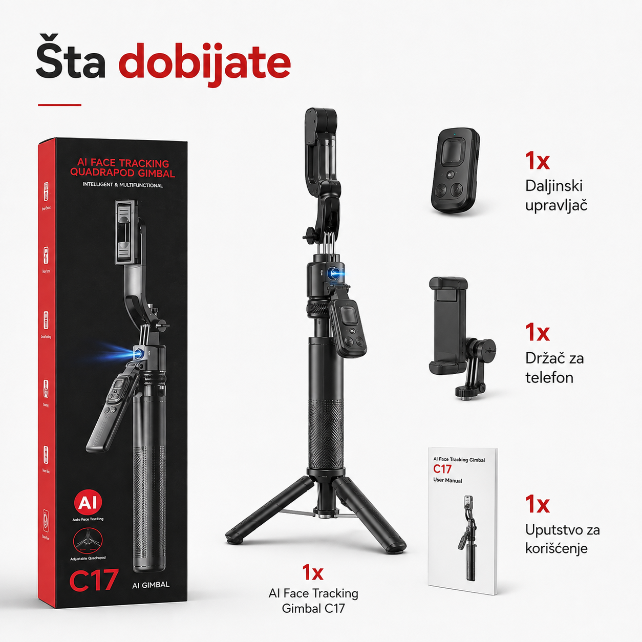 C17 AutoTrack 360 – AI tripod i selfie stick