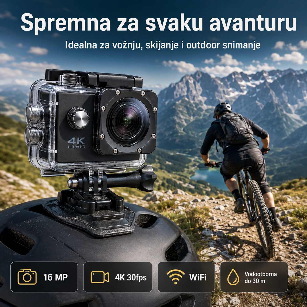 Gorilla ActionCam 4K – WiFi akciona kamera sa vodootpornim kućištem