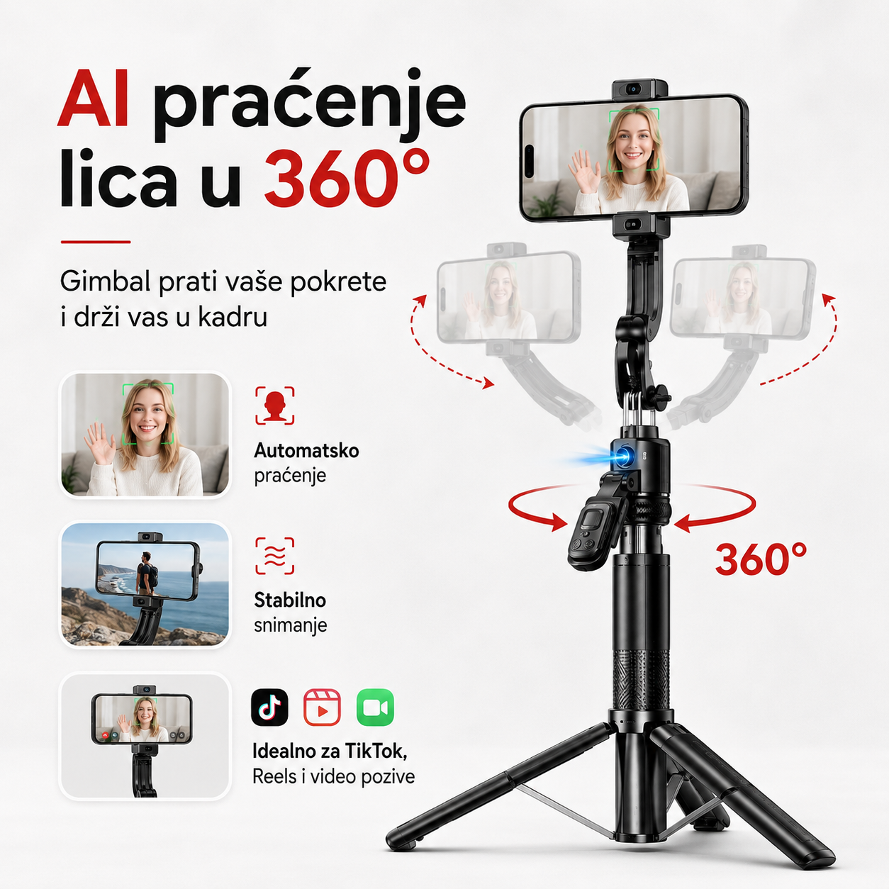 C17 AutoTrack 360 – AI tripod i selfie stick