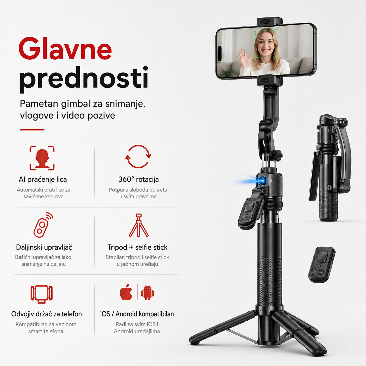 C17 AutoTrack 360 – AI tripod i selfie stick