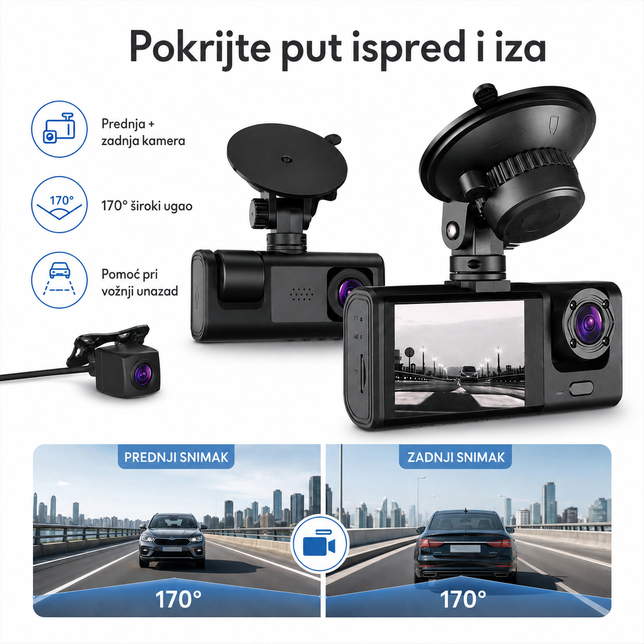 RoadGuard Duo 1296P – prednja i zadnja auto kamera