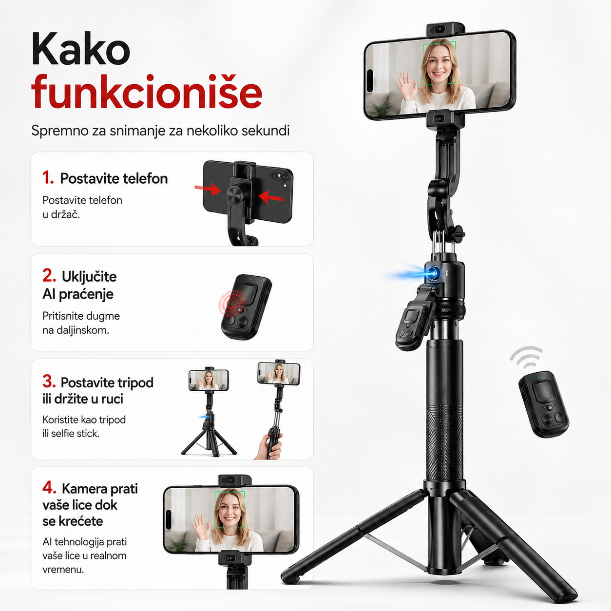 C17 AutoTrack 360 – AI tripod i selfie stick