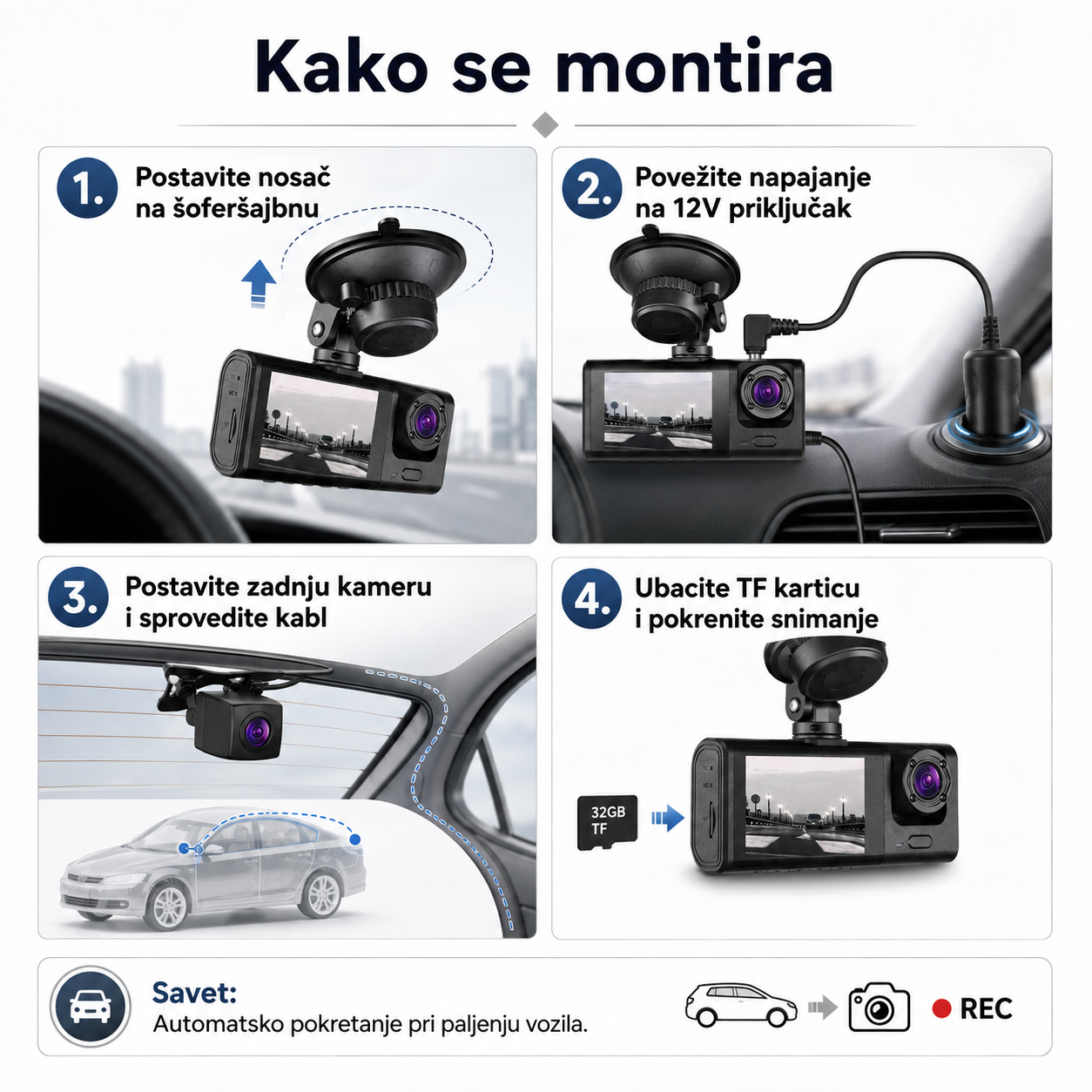 RoadGuard Duo 1296P – prednja i zadnja auto kamera