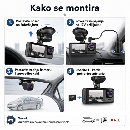 RoadGuard Duo 1296P – prednja i zadnja auto kamera