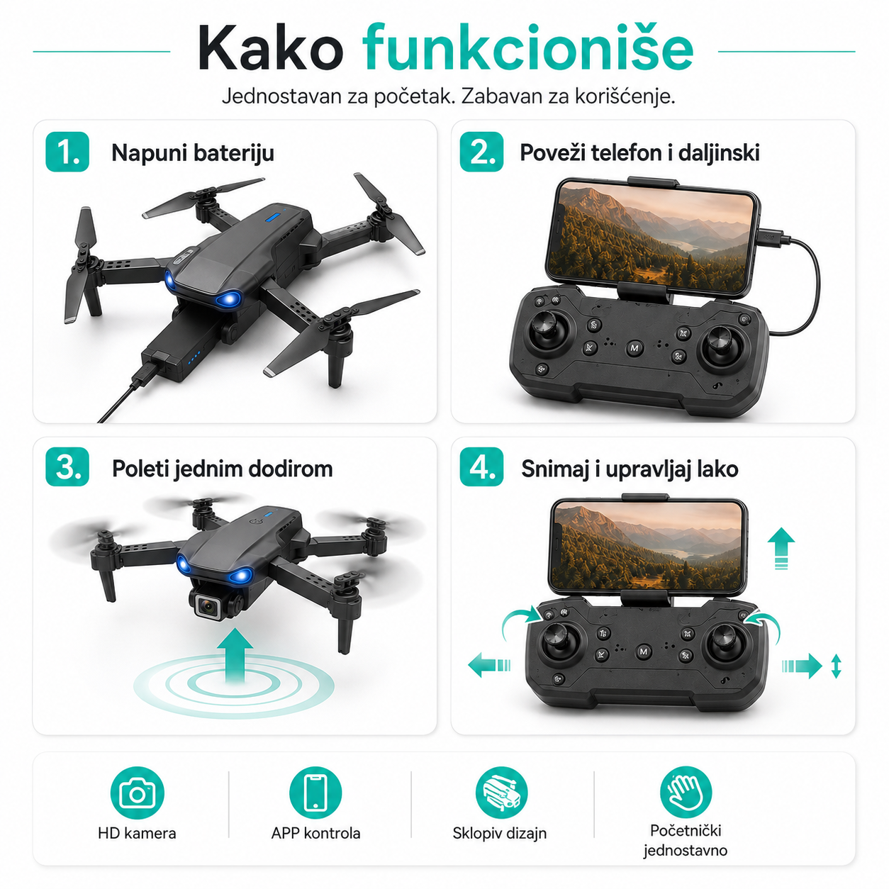 E99 AeroView – sklopivi dron sa dve kamere