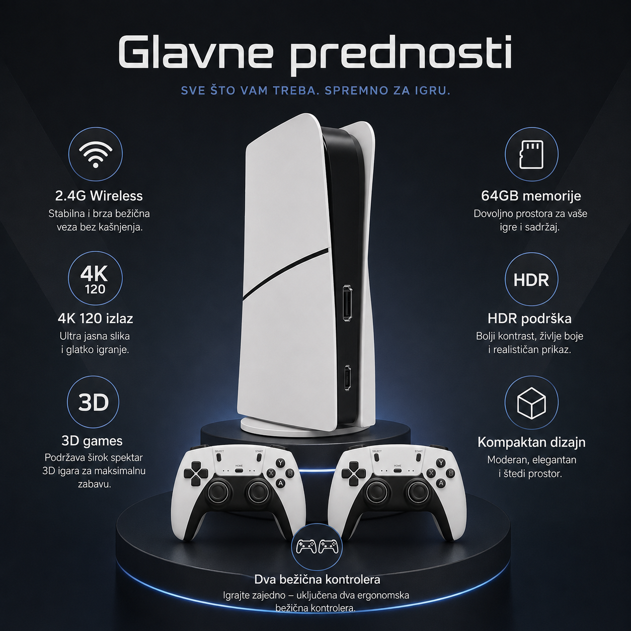 RS5 NovaPlay 64GB – TV gaming konzola sa 2 bežična kontrolera