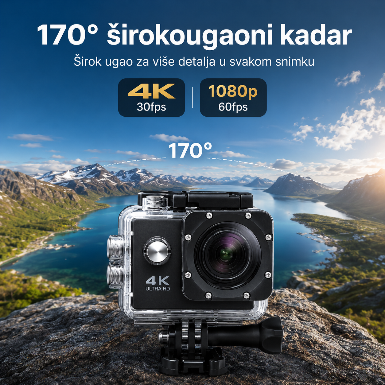 Gorilla ActionCam 4K – WiFi akciona kamera sa vodootpornim kućištem