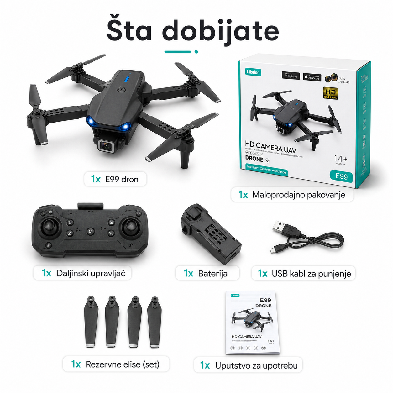 E99 AeroView – sklopivi dron sa dve kamere