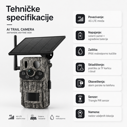 TrailGuard AI 4G Solar – pametna lovačka kamera sa SIM karticom