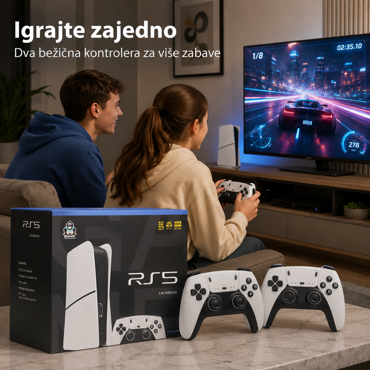 RS5 NovaPlay 64GB – TV gaming konzola sa 2 bežična kontrolera