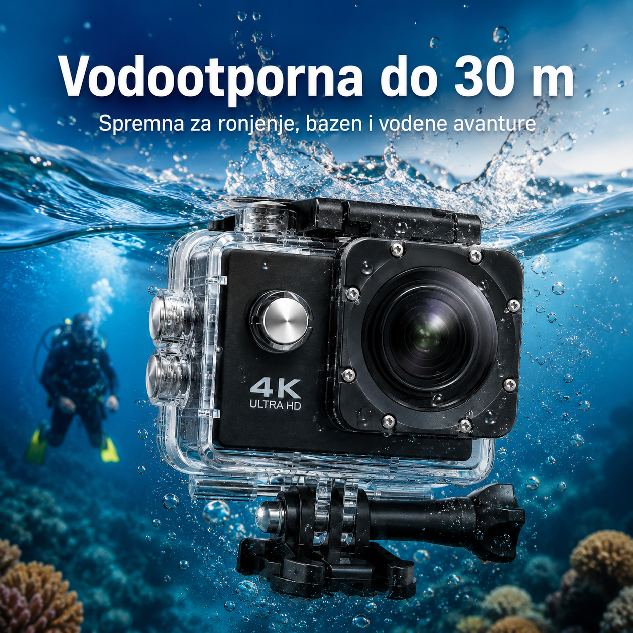 Gorilla ActionCam 4K – WiFi akciona kamera sa vodootpornim kućištem
